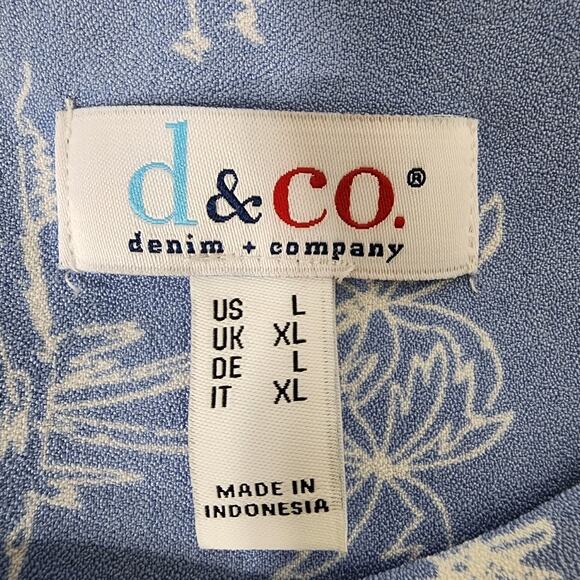 Denim & Co Womens Scenic Print Short Sleeve Crew Neck Blouse Large Blue Haze - Picture 7 of 9